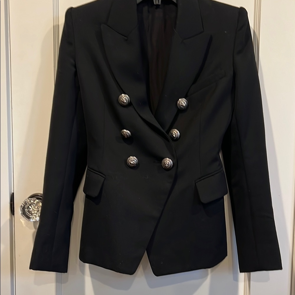 Elegant Black Double-Breasted Women's Blazer Balmain